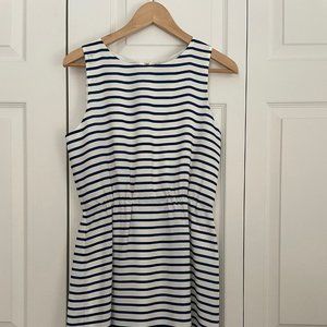J. Crew Navy and White Stripes Shift Dress